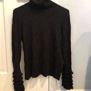 Anne Fontaine Ruffle sleeved Turtleneck Sweater